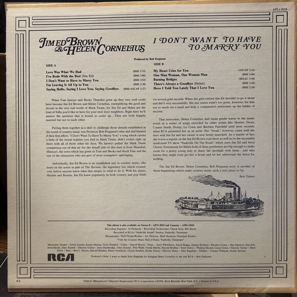 JIM ED BROWN & HELEN CORNELIUS - I Don't Want To Have To Marry You -VG LP Record - Picture 2 of 7